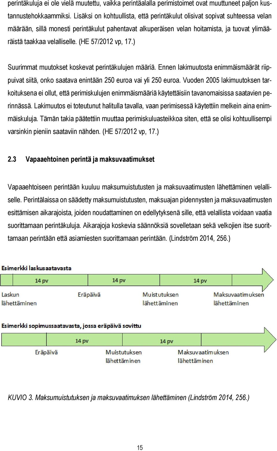 (HE 57/2012 vp, 17.) Suurimmat muutokset koskevat perintäkulujen määriä. Ennen lakimuutosta enimmäismäärät riippuivat siitä, onko saatava enintään 250 euroa vai yli 250 euroa.