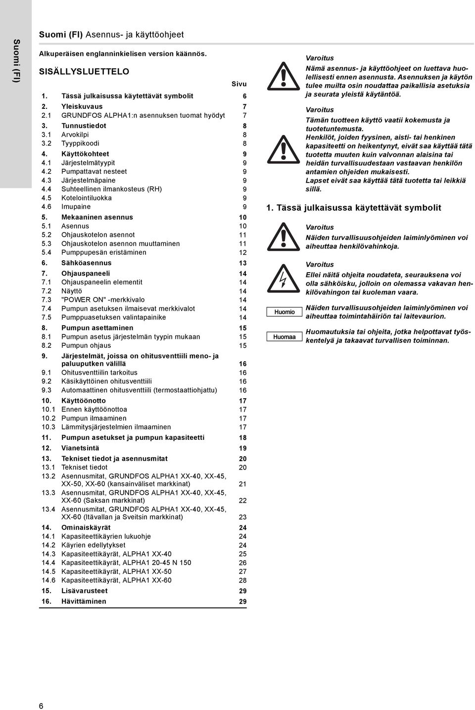 4 Suhteellinen ilmankosteus (RH) 9 4.5 Kotelointiluokka 9 4.6 mupaine 9 5. Mekaaninen asennus 10 5.1 Asennus 10 5.2 Ohjauskotelon asennot 11 5.3 Ohjauskotelon asennon muuttaminen 11 5.