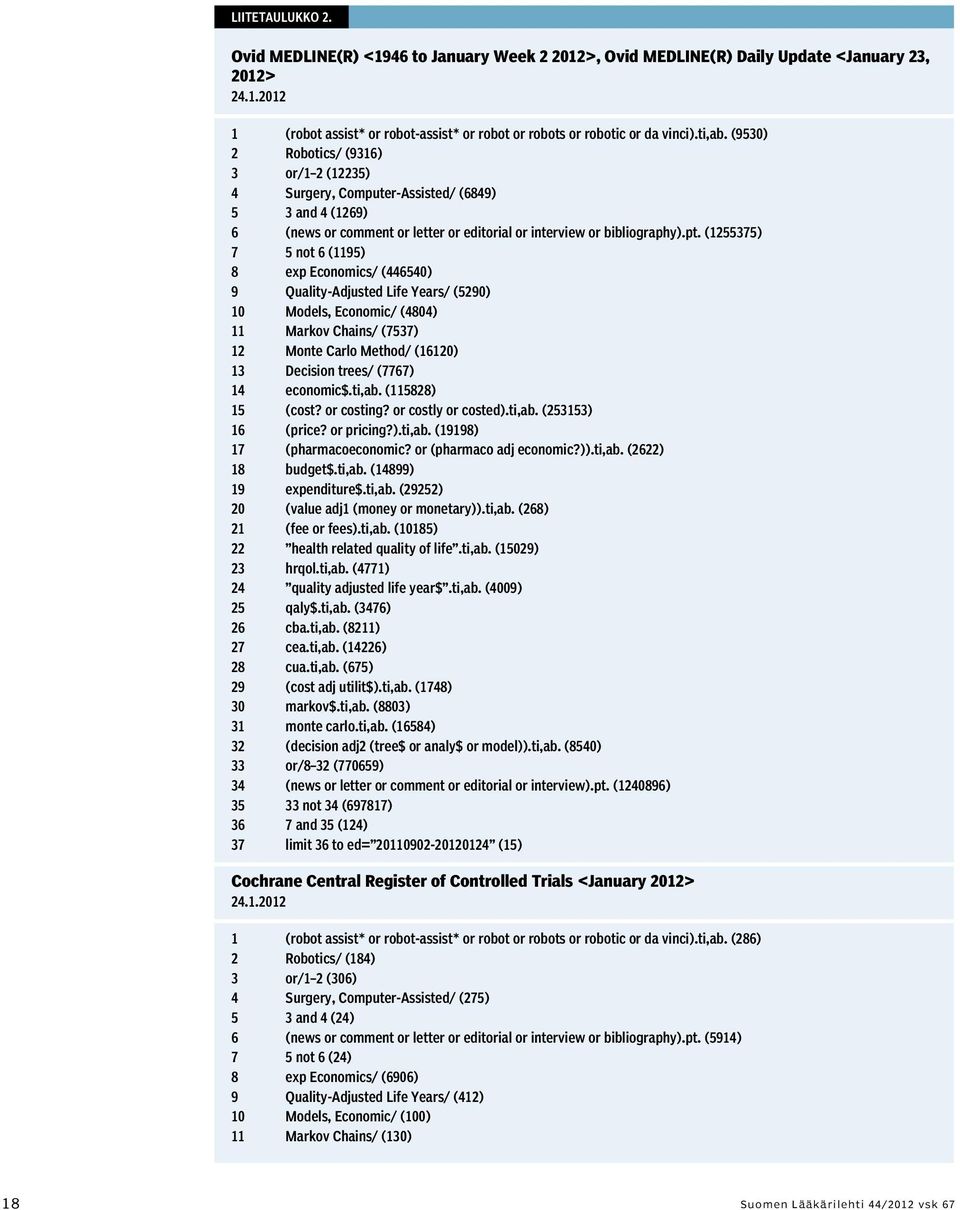 (1255375) 7 5 not 6 (1195) 8 exp Economics/ (446540) 9 Quality-Adjusted Life Years/ (5290) 10 Models, Economic/ (4804) 11 Markov Chains/ (7537) 12 Monte Carlo Method/ (16120) 13 Decision trees/