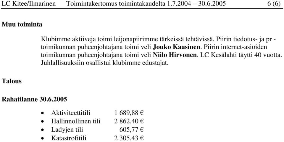 Piirin tiedotus- ja pr - toimikunnan puheenjohtajana toimi veli Jouko Kaasinen.