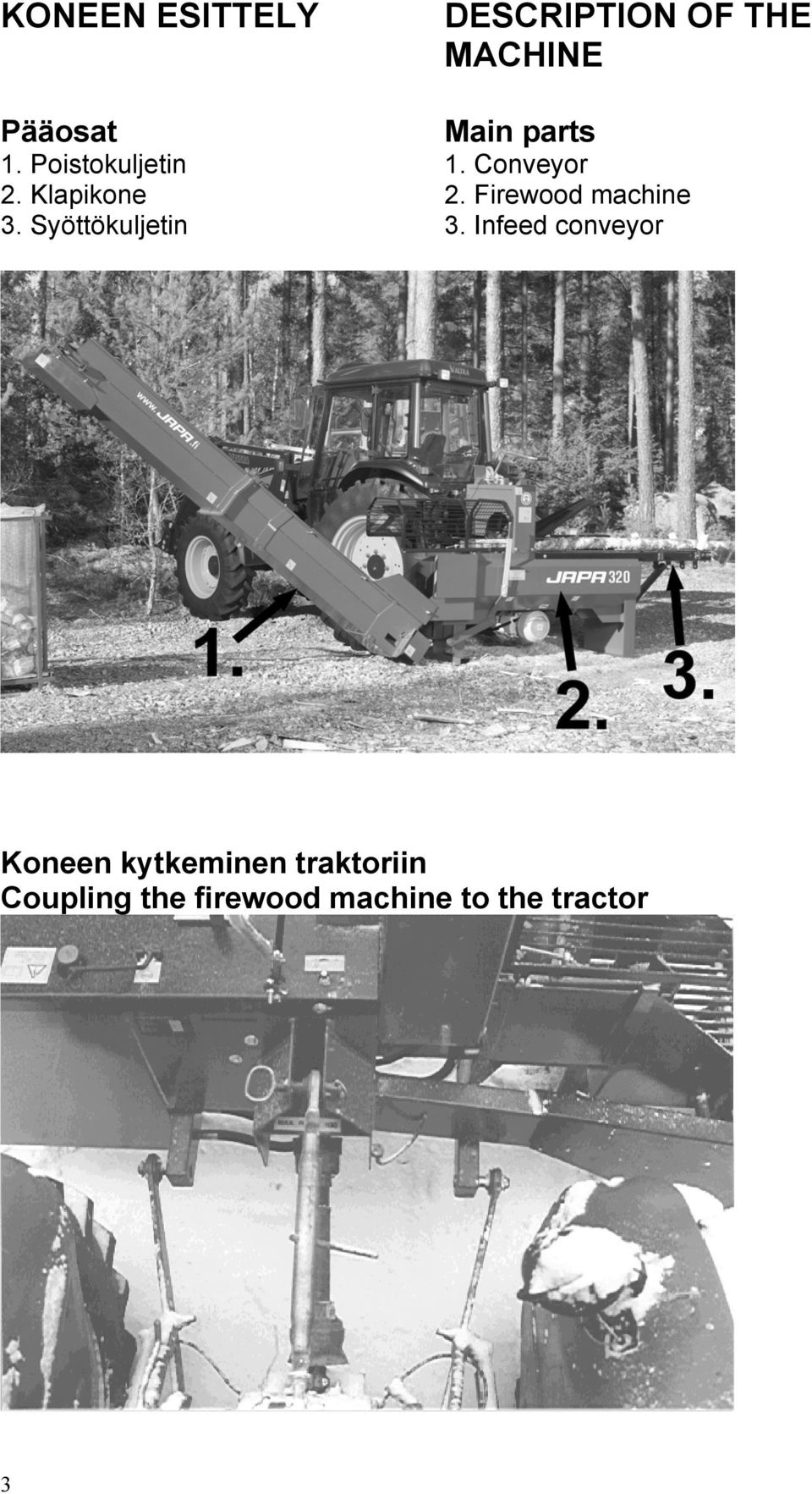 Firewood machine 3. Syöttökuljetin 3.