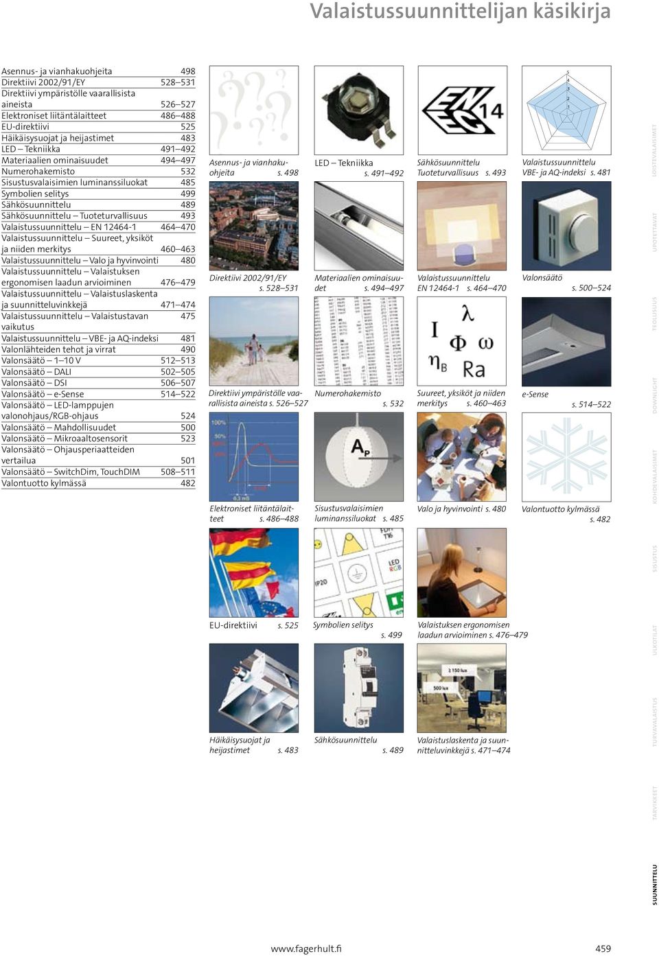 Sähkösuunnittelu 489 Sähkösuunnittelu Tuoteturvallisuus 493 Valaistussuunnittelu EN 12464-1 464 470 Valaistussuunnittelu Suureet, yksiköt ja niiden merkitys 460 463 Valaistussuunnittelu Valo ja