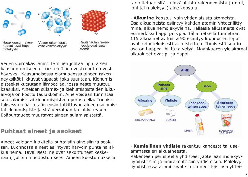 Niistä 90 esiintyy luonnossa, loput ovat keinotekoisesti valmistettuja. Ihmisestä suurin osa on happea, hiiltä ja vetyä. Maankuoren yleisimmät alkuaineet ovat pii ja happi.