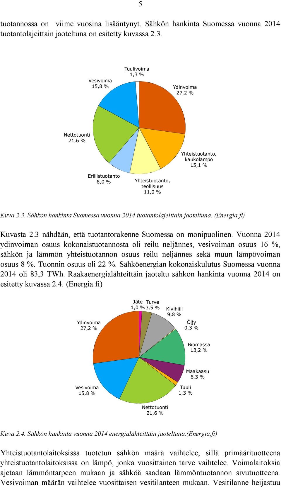 (Energia.fi) Kuvasta 2.3 nähdään, että tuotantorakenne Suomessa on monipuolinen.