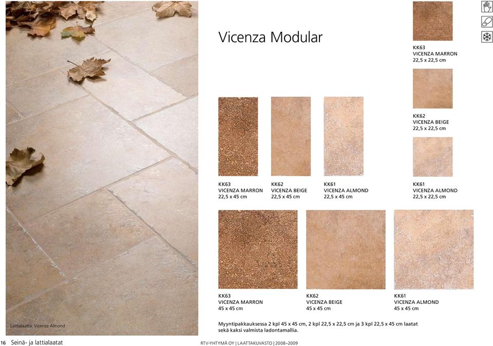 cm KK62 VICENZA 45 x 45 cm KK61 VICENZA ALMOND 45 x 45 cm Lattialaatta: Vicenza Almond Myyntipakkauksessa 2 kpl 45 x