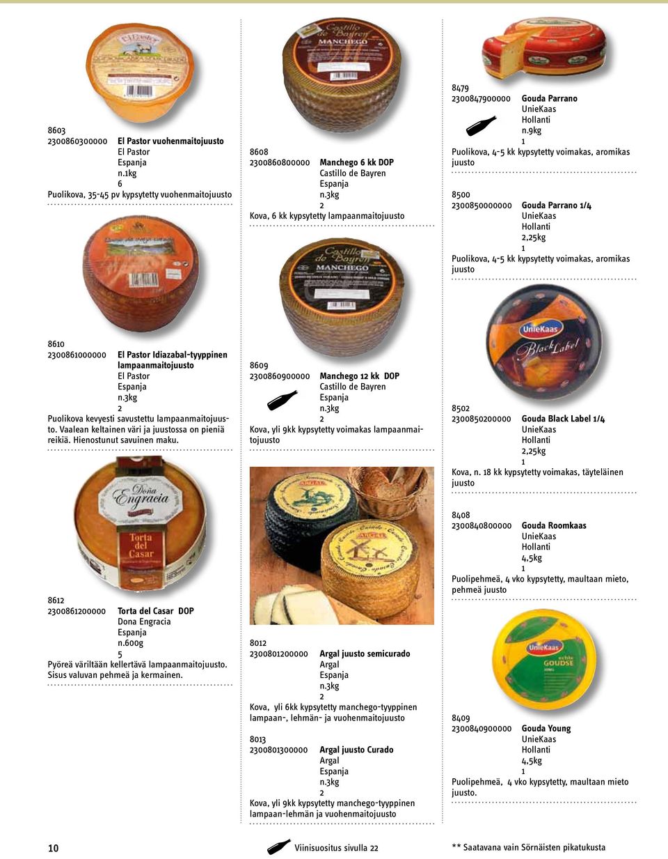 9kg Puolikova, - kk kypsytetty voimakas, aromikas juusto 800 30080000000 Gouda Parrano / UnieKaas Hollanti,kg Puolikova, - kk kypsytetty voimakas, aromikas juusto 80 3008000000 El Pastor