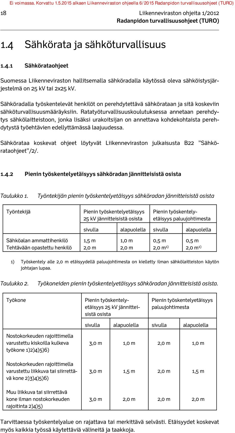 Ratatyöturvallisuuskoulutuksessa annetaan perehdytys sähkölaitteistoon, jonka lisäksi urakoitsijan on annettava kohdekohtaista perehdytystä työehtävien edellyttämässä laajuudessa.