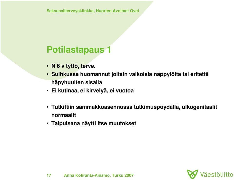 häpyhuulten sisällä Ei kutinaa, ei kirvelyä, ei vuotoa