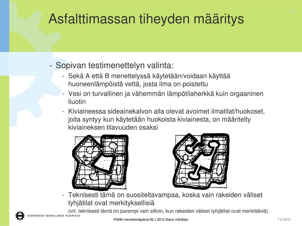 ilmatilat/huokoset, joita syntyy kun käytetään huokoista kiviainesta, on määritelty kiviaineksen tilavuuden osaksi - Teknisesti tämä on