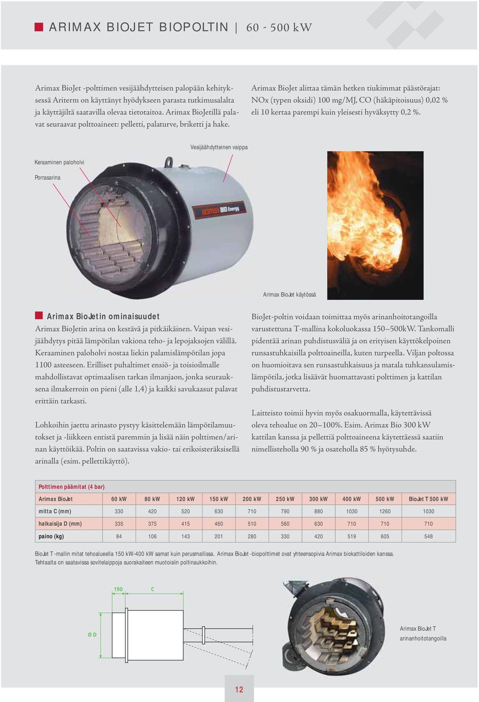 Arimax BioJet alittaa tämän hetken tiukimmat päästörajat: NOx (typen oksidi) 100 mg/mj, CO (häkäpitoisuus) 0,02 % eli 10 kertaa parempi kuin yleisesti hyväksytty 0,2 %.