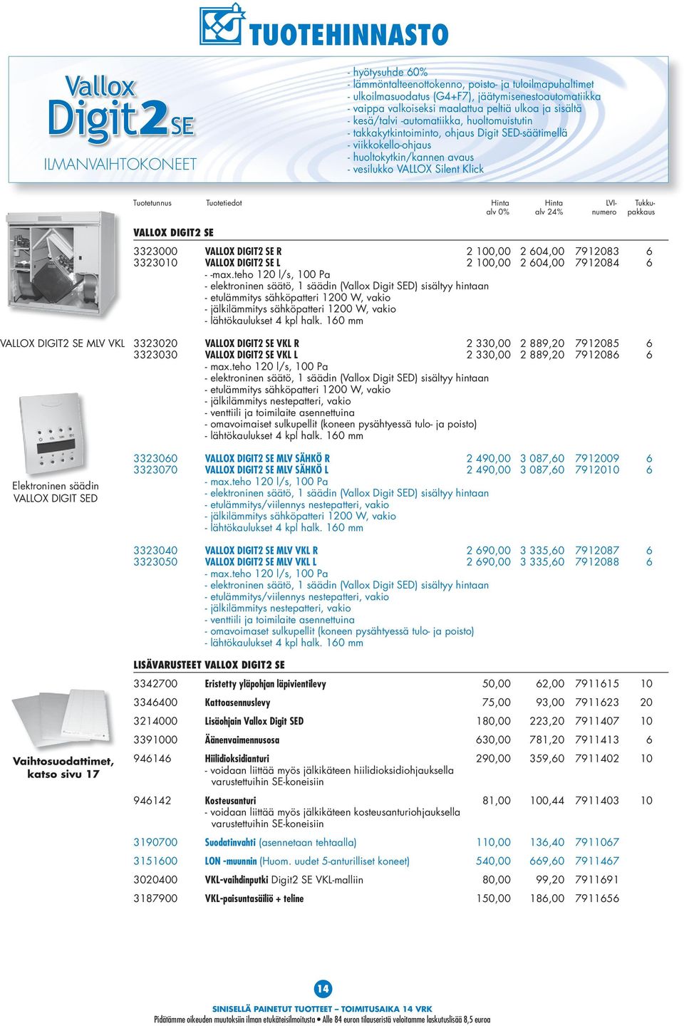 VALLOX DIGIT2 SE R 2 100,00 2 604,00 7912083 6 3323010 VALLOX DIGIT2 SE L 2 100,00 2 604,00 7912084 6 - -max.