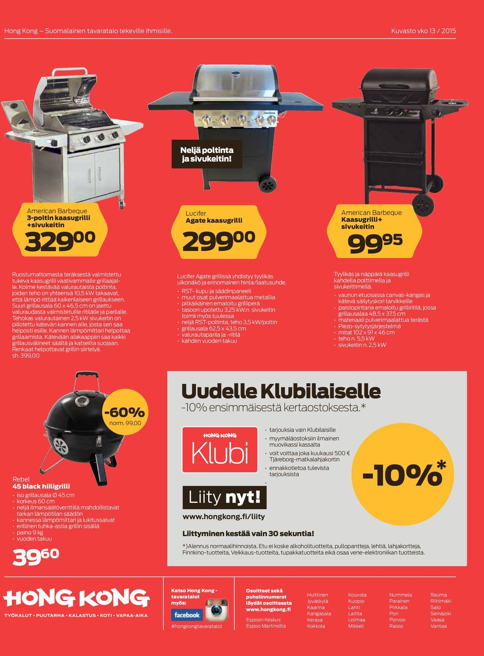 vaativammalle grillaajalle. Kolme kestävää valurautaista poltinta, joiden teho on yhteensä 10,5 kw takaavat, että lämpö riittää kaikenlaiseen grillaukseen.