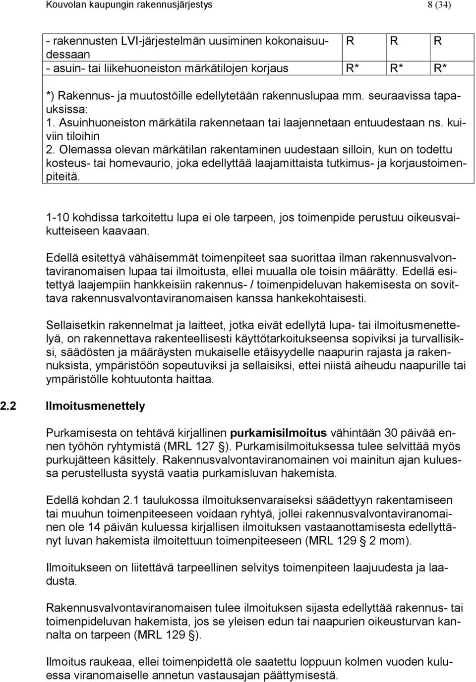 Olemassa olevan märkätilan rakentaminen uudestaan silloin, kun on todettu kosteus- tai homevaurio, joka edellyttää laajamittaista tutkimus- ja korjaustoimenpiteitä.