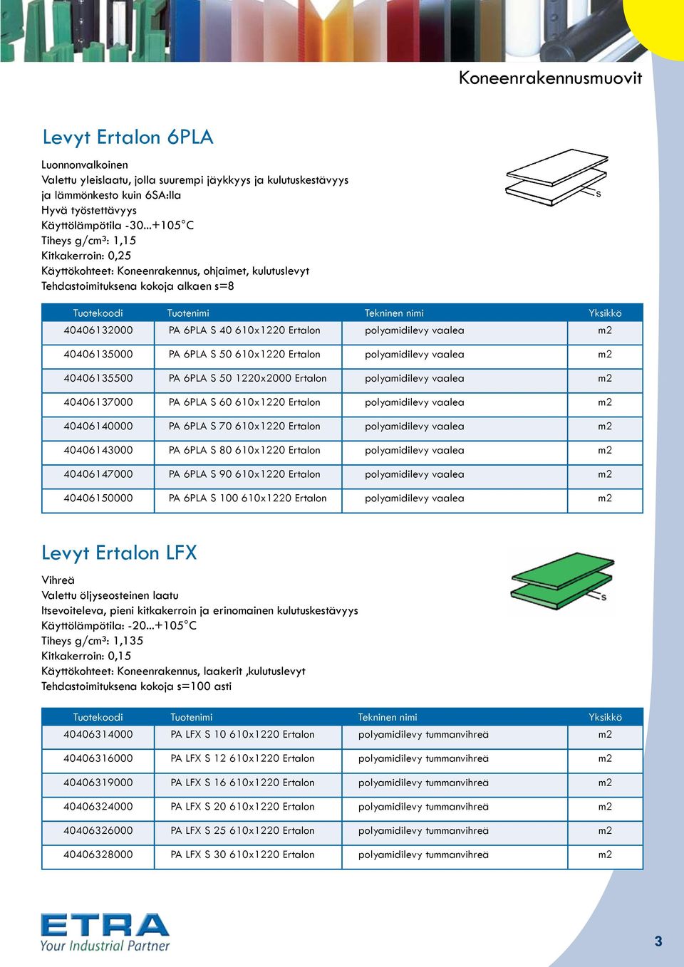 vaalea m2 40406135000 PA 6PLA S 50 610x1220 Ertalon polyamidilevy vaalea m2 40406135500 PA 6PLA S 50 1220x2000 Ertalon polyamidilevy vaalea m2 40406137000 PA 6PLA S 60 610x1220 Ertalon polyamidilevy