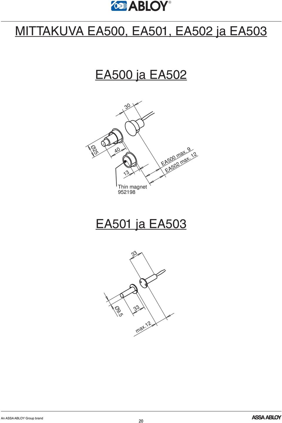 EA500 max. 9 EA502 max.