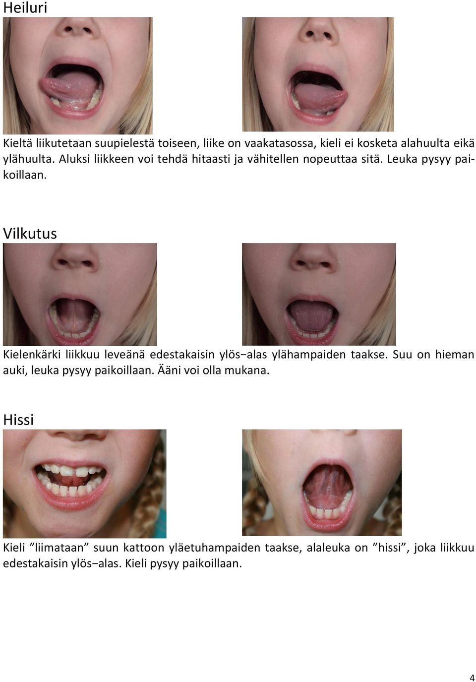 Vilkutus Kielenkärki liikkuu leveänä edestakaisin ylös alas ylähampaiden taakse.