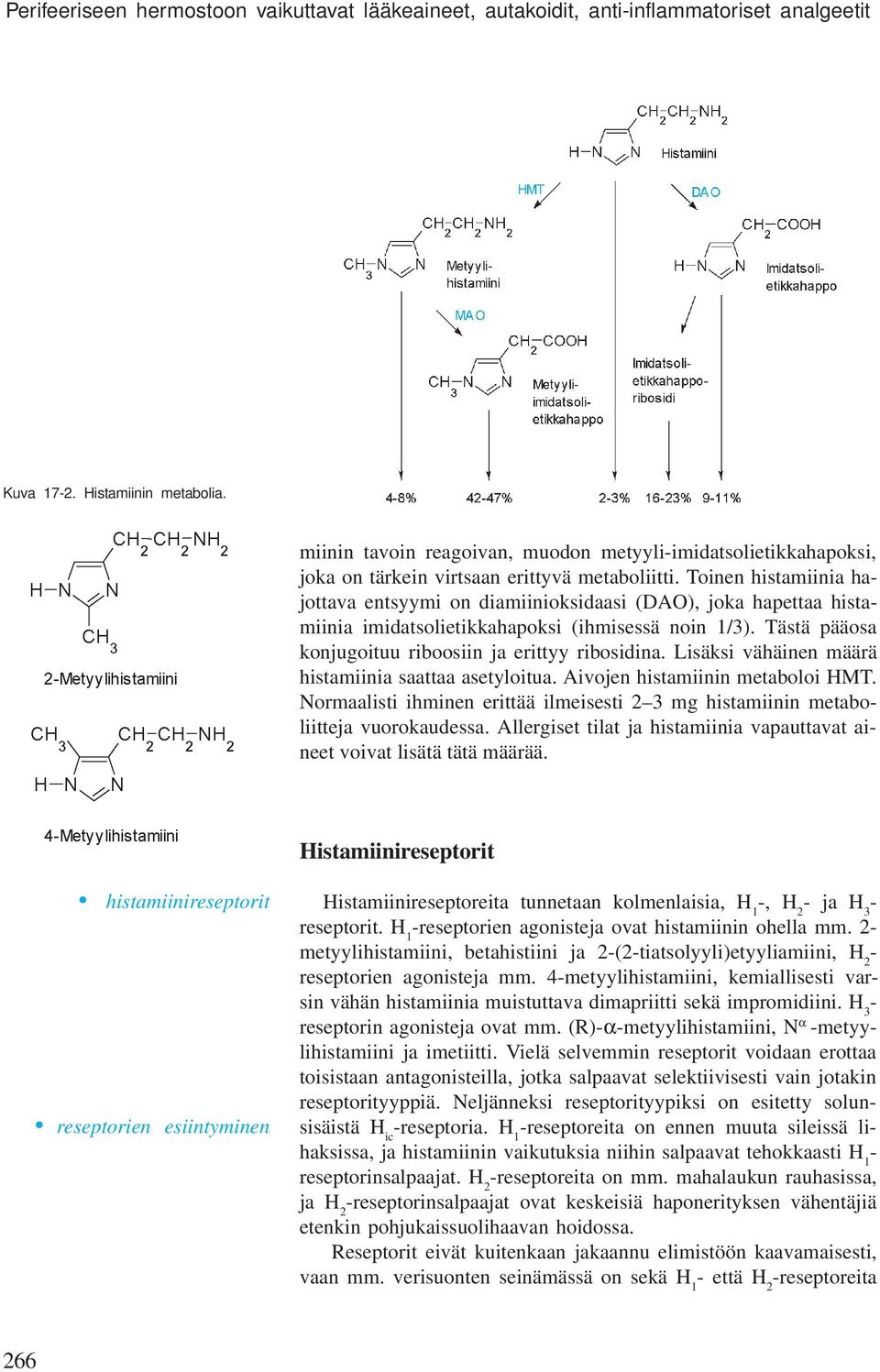 Toinen histamiinia hajottava entsyymi on diamiinioksidaasi (DAO), joka hapettaa histamiinia imidatsolietikkahapoksi (ihmisessä noin 1/3). Tästä pääosa konjugoituu riboosiin ja erittyy ribosidina.