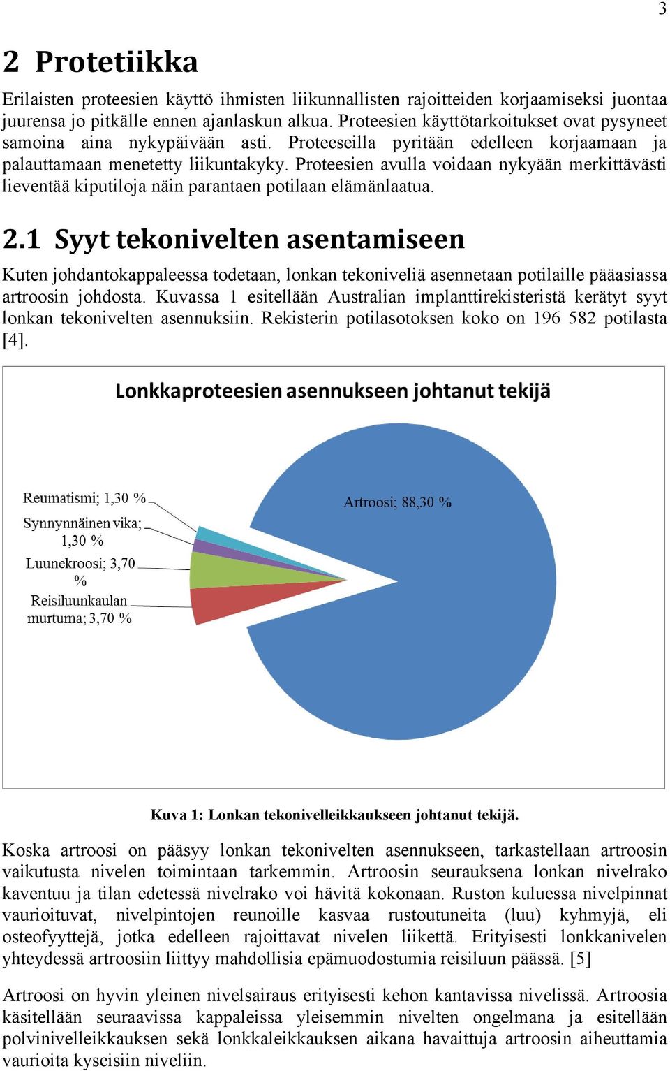 Proteesien avulla voidaan nykyään merkittävästi lieventää kiputiloja näin parantaen potilaan elämänlaatua. 2.