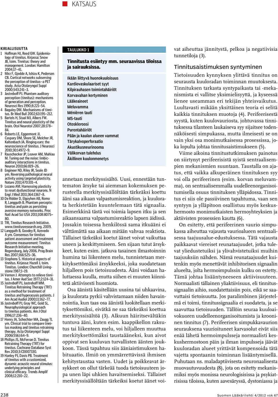 Phantom auditory perception (tinnitus): mechanisms of generation and perception. Neurosci Res 1990;8:221 54. 4 Baguley DM. Mechanisms of tinnitus. Br Med Bull 2002;63:195 212.