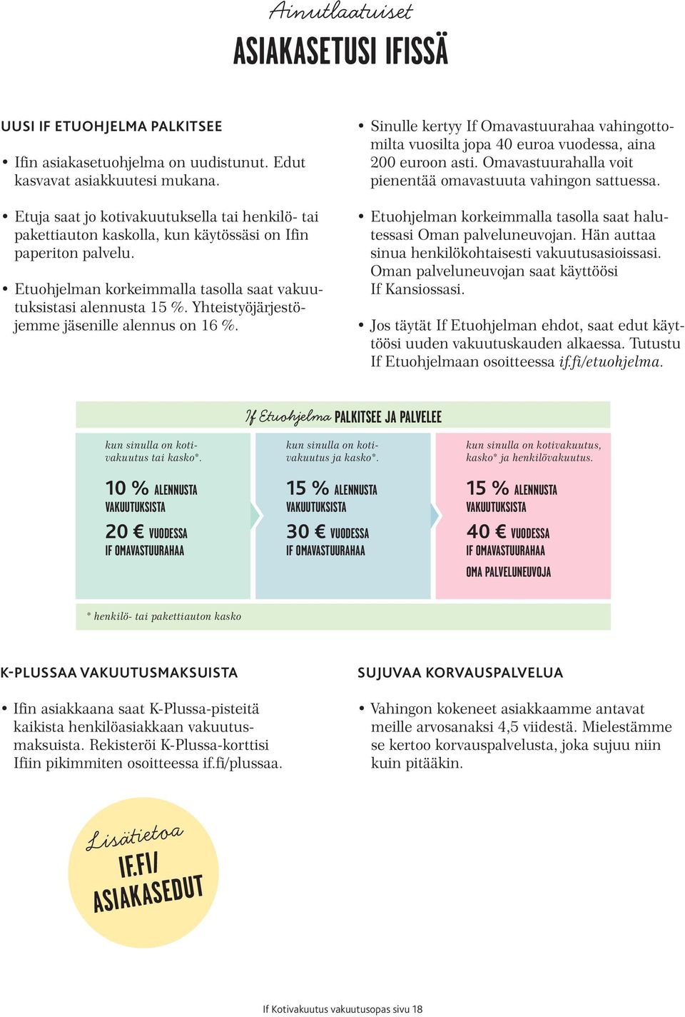 Yhteistyöjärjestöjemme jäsenille alennus on 16 %. Sinulle kertyy If Omavastuurahaa vahingottomilta vuosilta jopa 40 euroa vuodessa, aina 200 euroon asti.