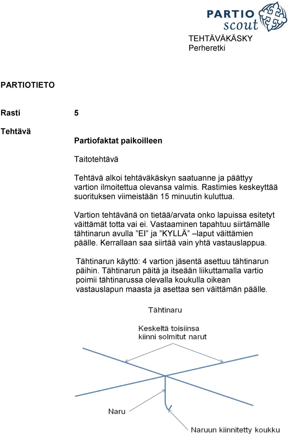 Vastaaminen tapahtuu siirtämälle tähtinarun avulla EI ja KYLLÄ laput väittämien päälle. Kerrallaan saa siirtää vain yhtä vastauslappua.