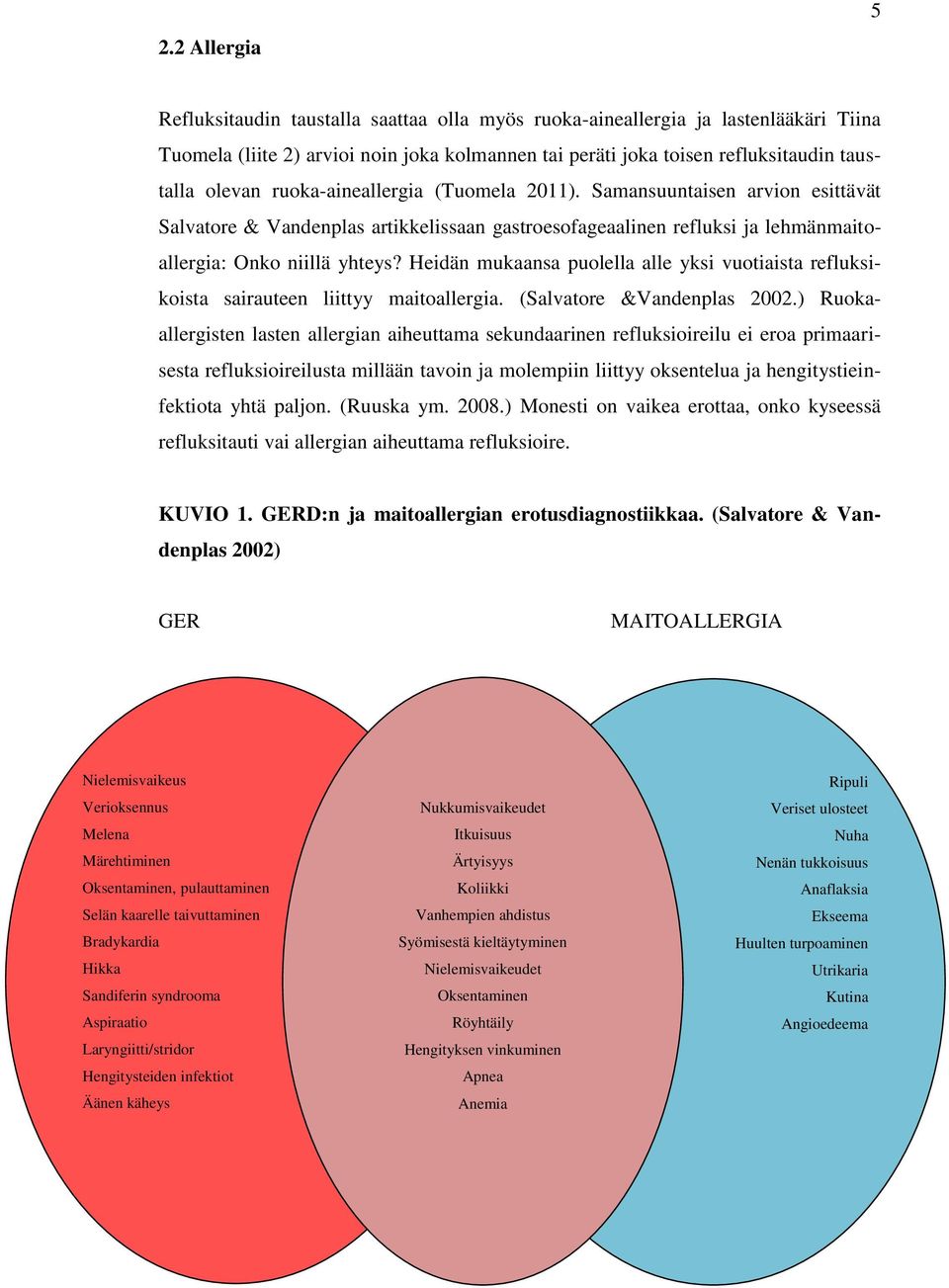 Heidän mukaansa puolella alle yksi vuotiaista refluksikoista sairauteen liittyy maitoallergia. (Salvatore &Vandenplas 2002.