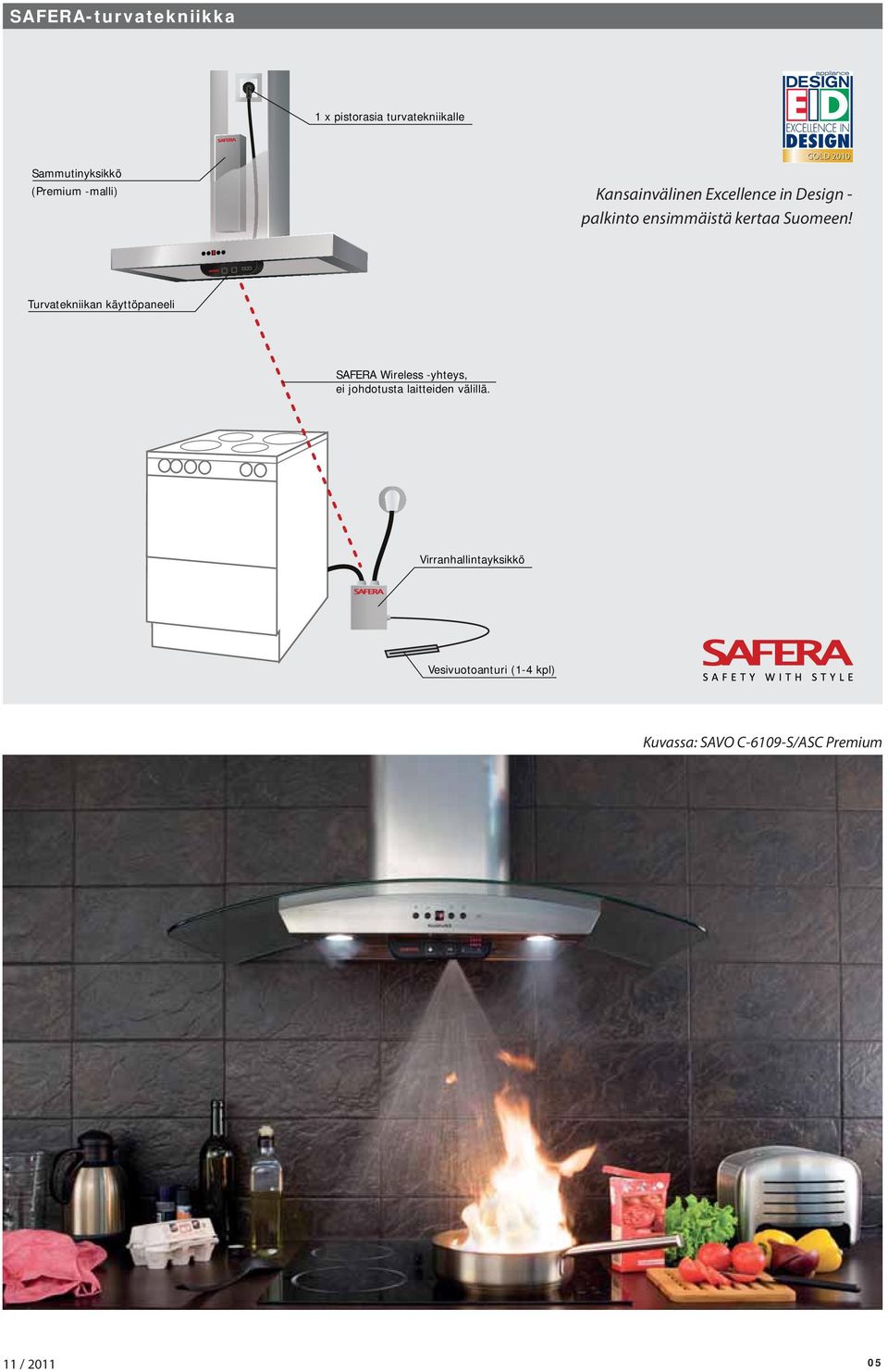 Turvatekniikan käyttöpaneeli SAFERA Wireless -yhteys, ei johdotusta laitteiden välillä.