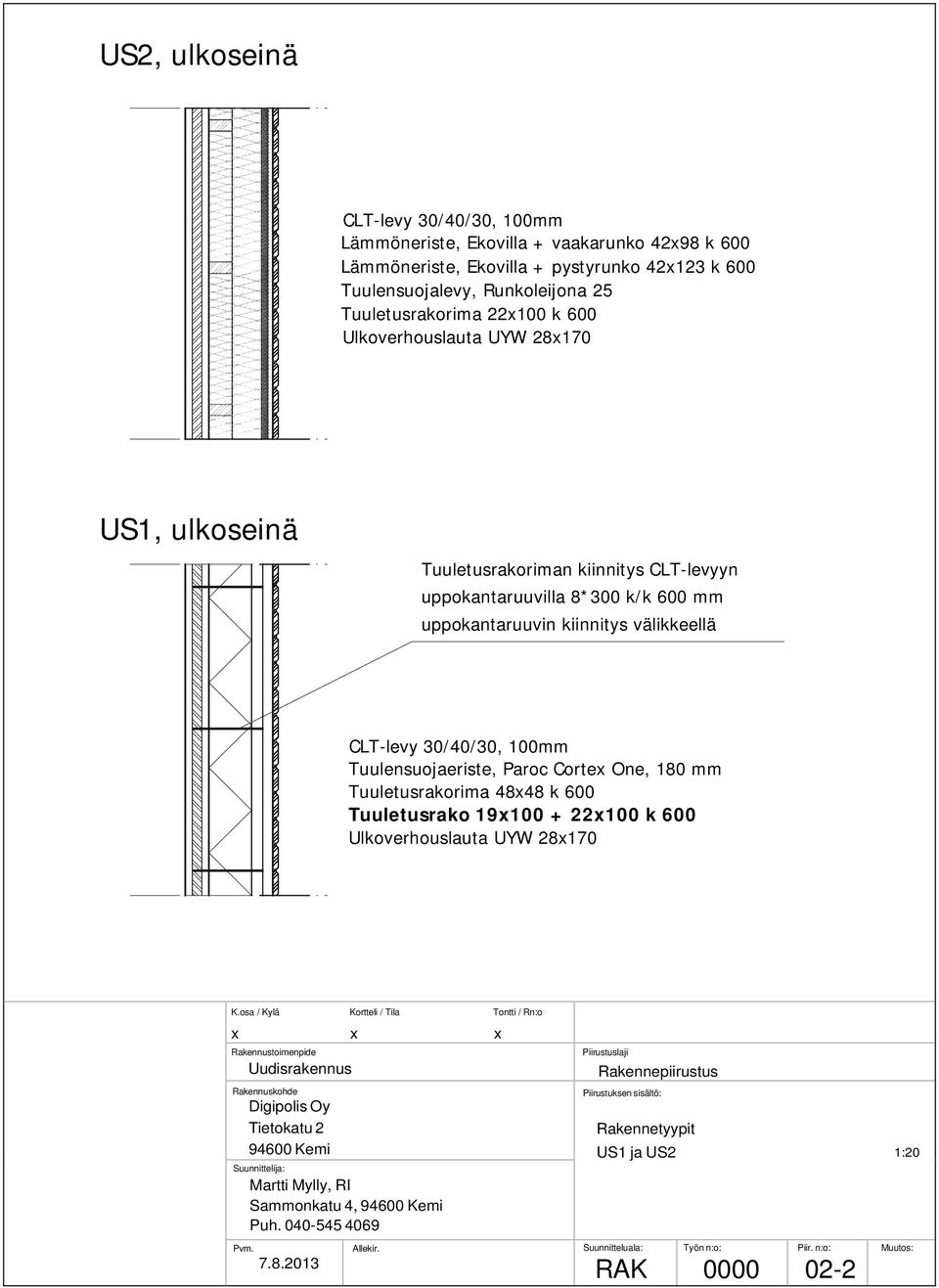 välikkeellä Tuulensuojaeriste, Paroc Corte One, 180 mm Tuuletusrakorima 4848 k 600