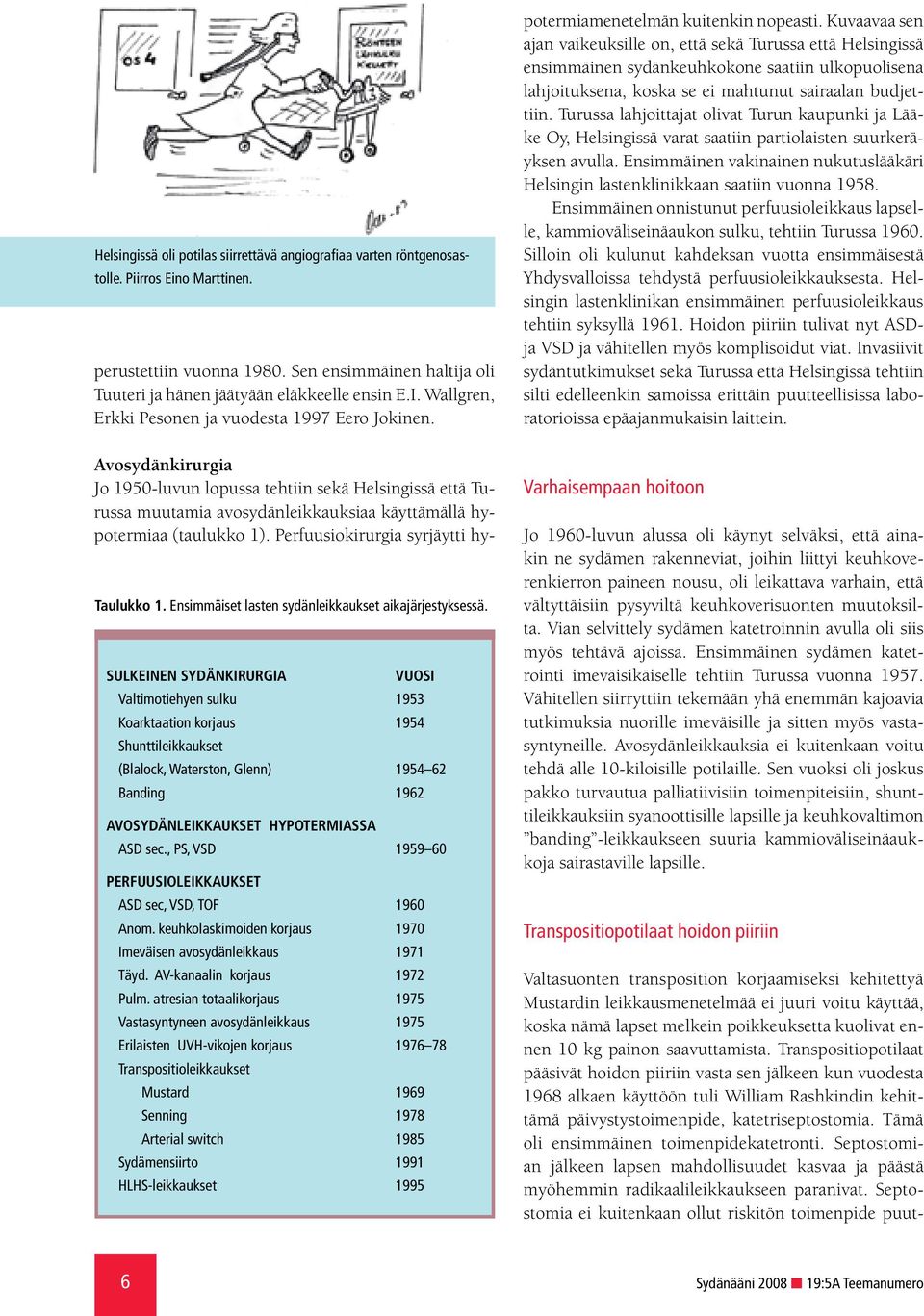 SULKEINEN SYDÄNKIRURGIA VUOSI Valtimotiehyen sulku 1953 Koarktaation korjaus 1954 Shunttileikkaukset (Blalock, Waterston, Glenn) 1954 62 Banding 1962 AVOSYDÄNLEIKKAUKSET HYPOTERMIASSA ASD sec.