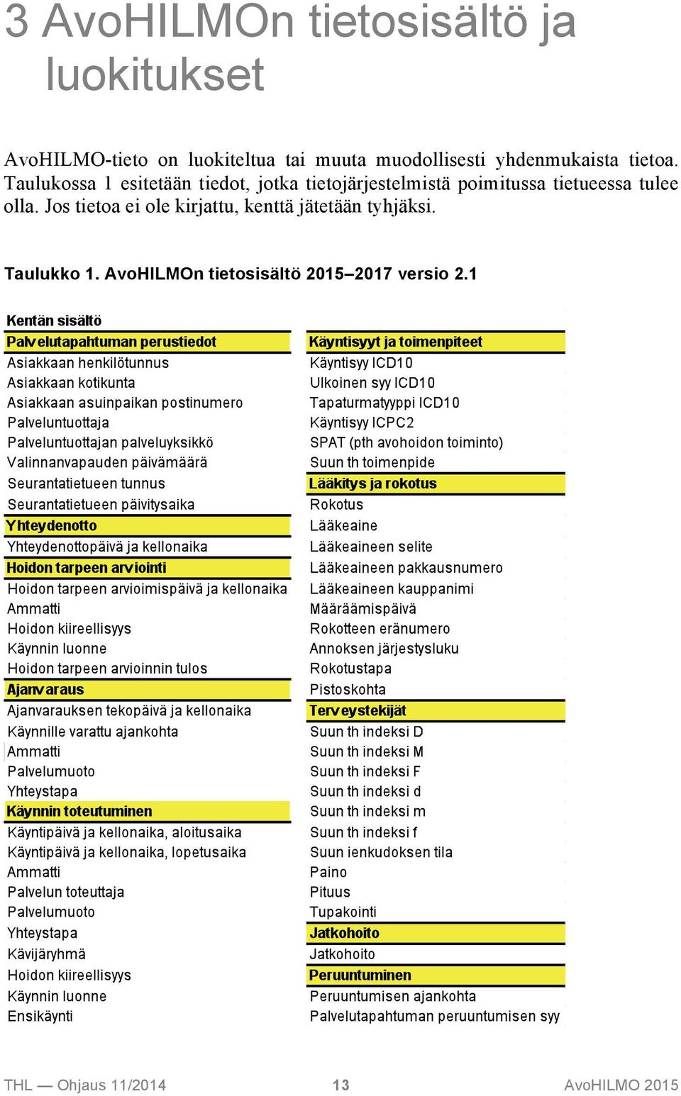 Taulukossa 1 esitetään tiedot, jotka tietojärjestelmistä poimitussa tietueessa tulee