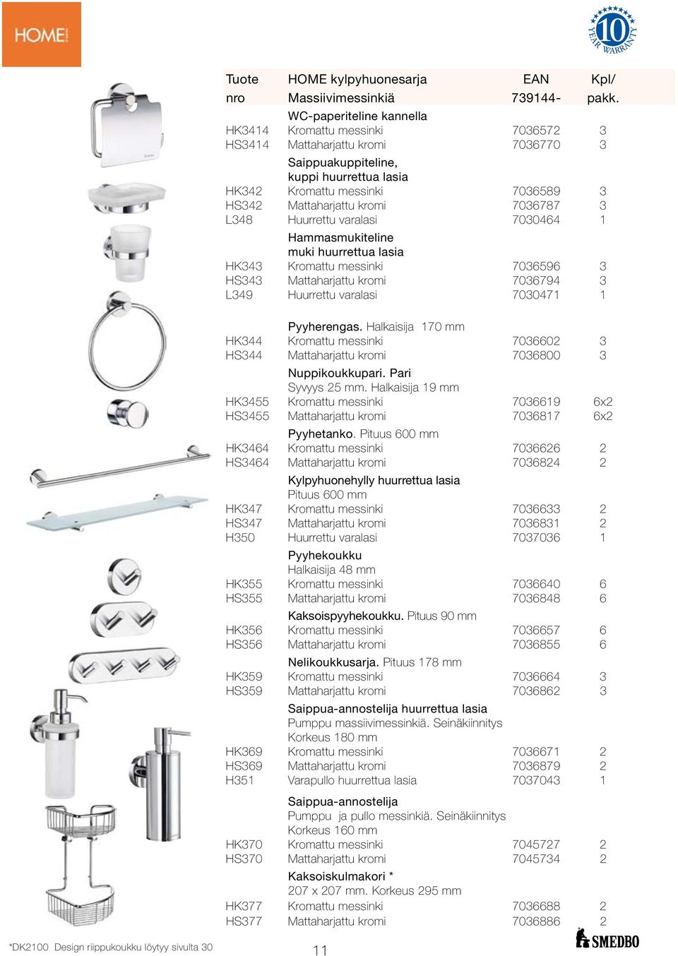 7036787 3 L348 Huurrettu varalasi 7030464 1 Hammasmukiteline muki huurrettua lasia HK343 Kromattu messinki 7036596 3 HS343 Mattaharjattu kromi 7036794 3 L349 Huurrettu varalasi 7030471 1 Pyyherengas.