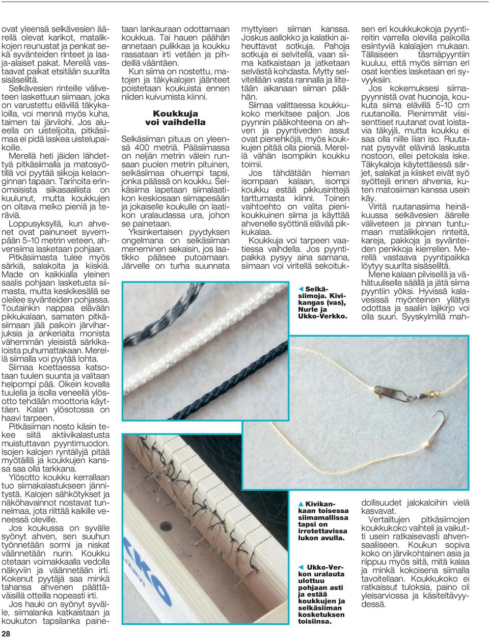 Jos alueella on uistelijoita, pitkäsiimaa ei pidä laskea uistelupaikoille. Merellä heti jäiden lähdettyä pitkäsiimalla ja matosyötillä voi pyytää siikoja kelaonginnan tapaan.