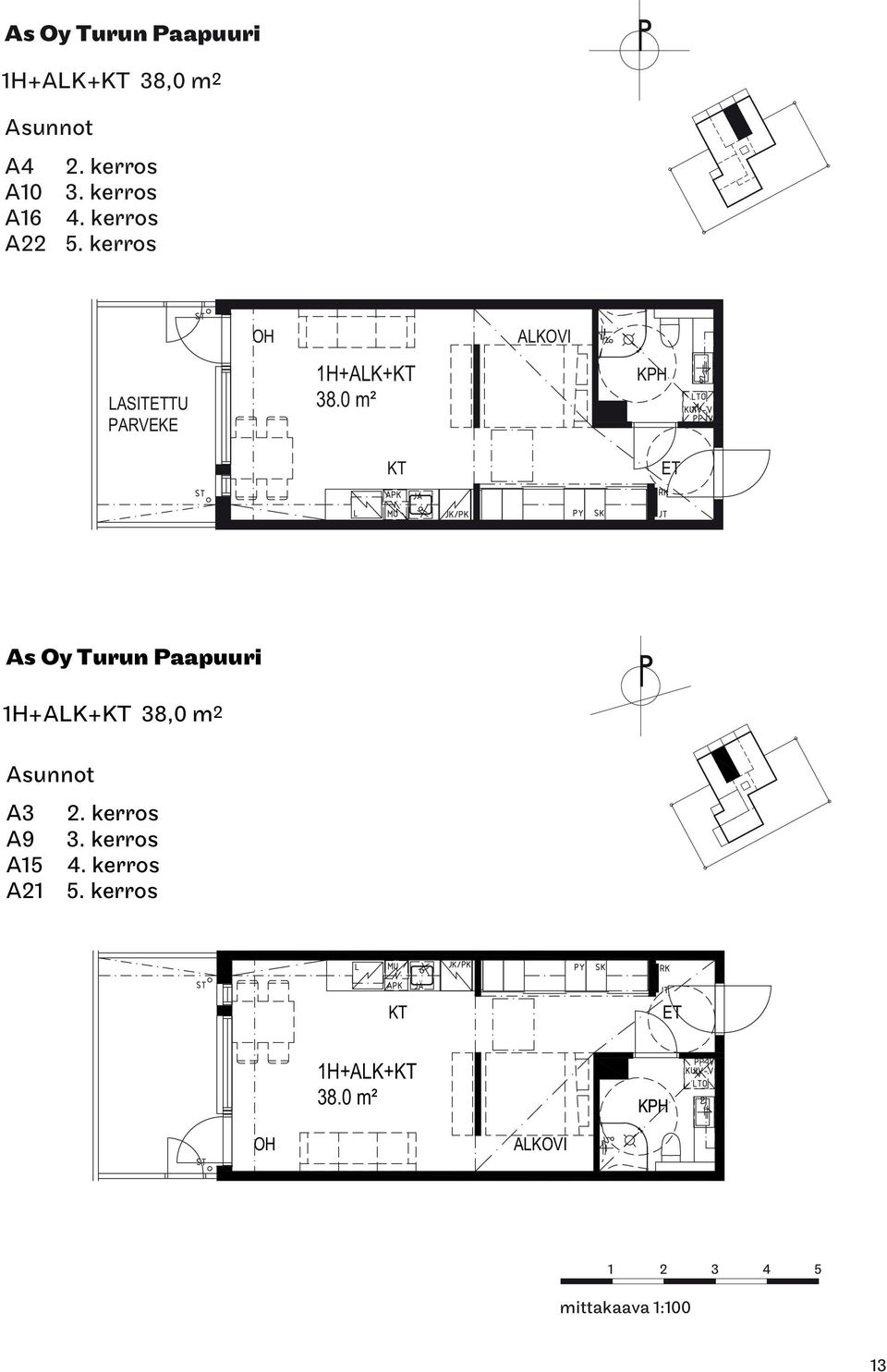 0 m² T ALOVI As Oy Turun Paapuuri 1H+AL+T 38,0 m2 A3 2.