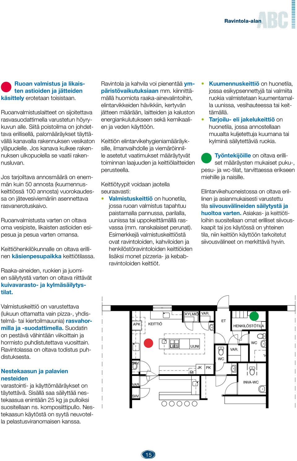 Jos tarjoiltava annosmäärä on enemmän kuin 50 annosta (kuumennuskeittiössä 100 annosta) vuorokaudessa on jätevesiviemäriin asennettava rasvanerotuskaivo.