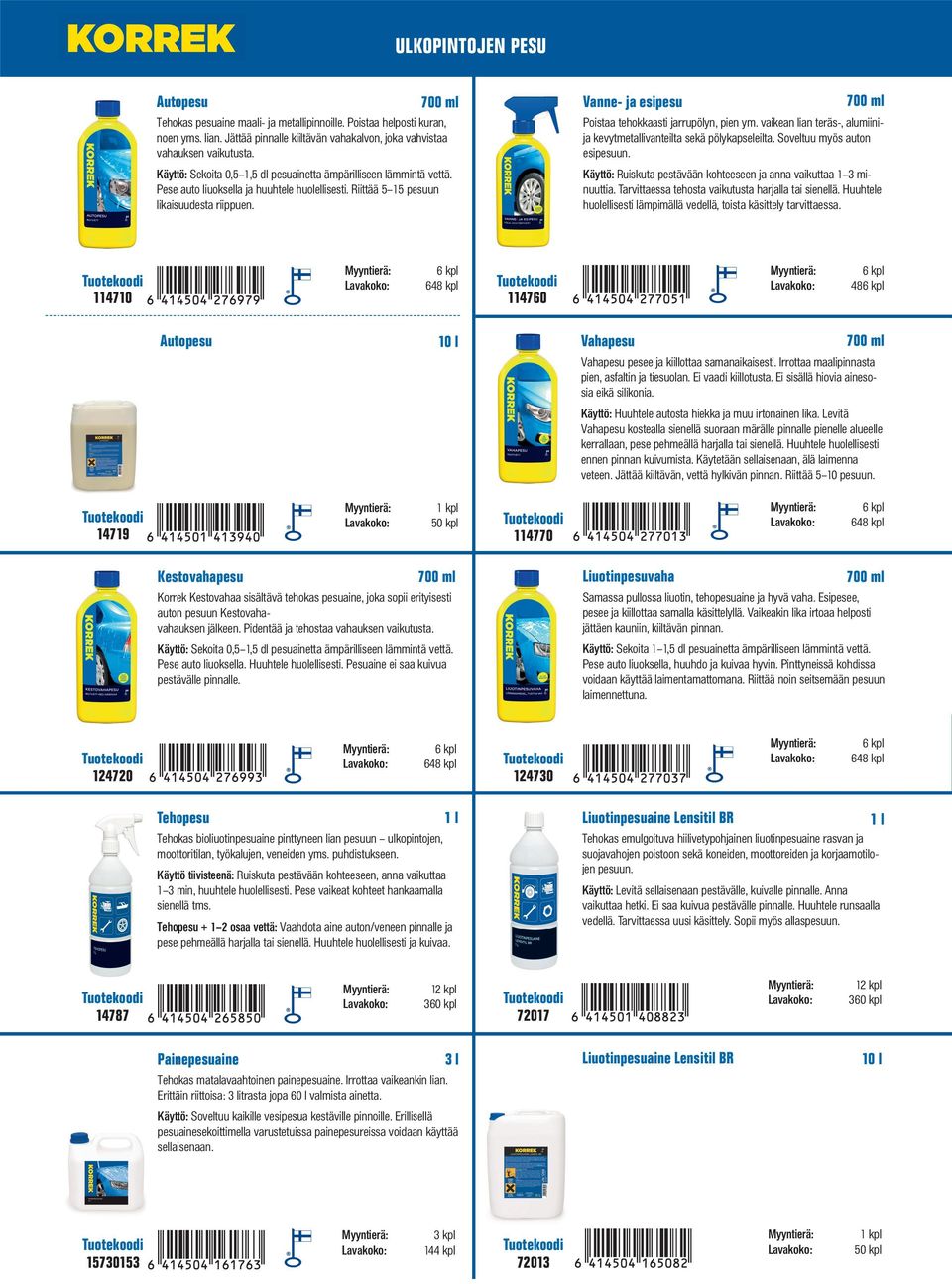 700 ml Vanne- ja esipesu 700 ml Poistaa tehokkaasti jarrupölyn, pien ym. vaikean lian teräs-, alumiinija kevytmetallivanteilta sekä pölykapseleilta. Soveltuu myös auton esipesuun.