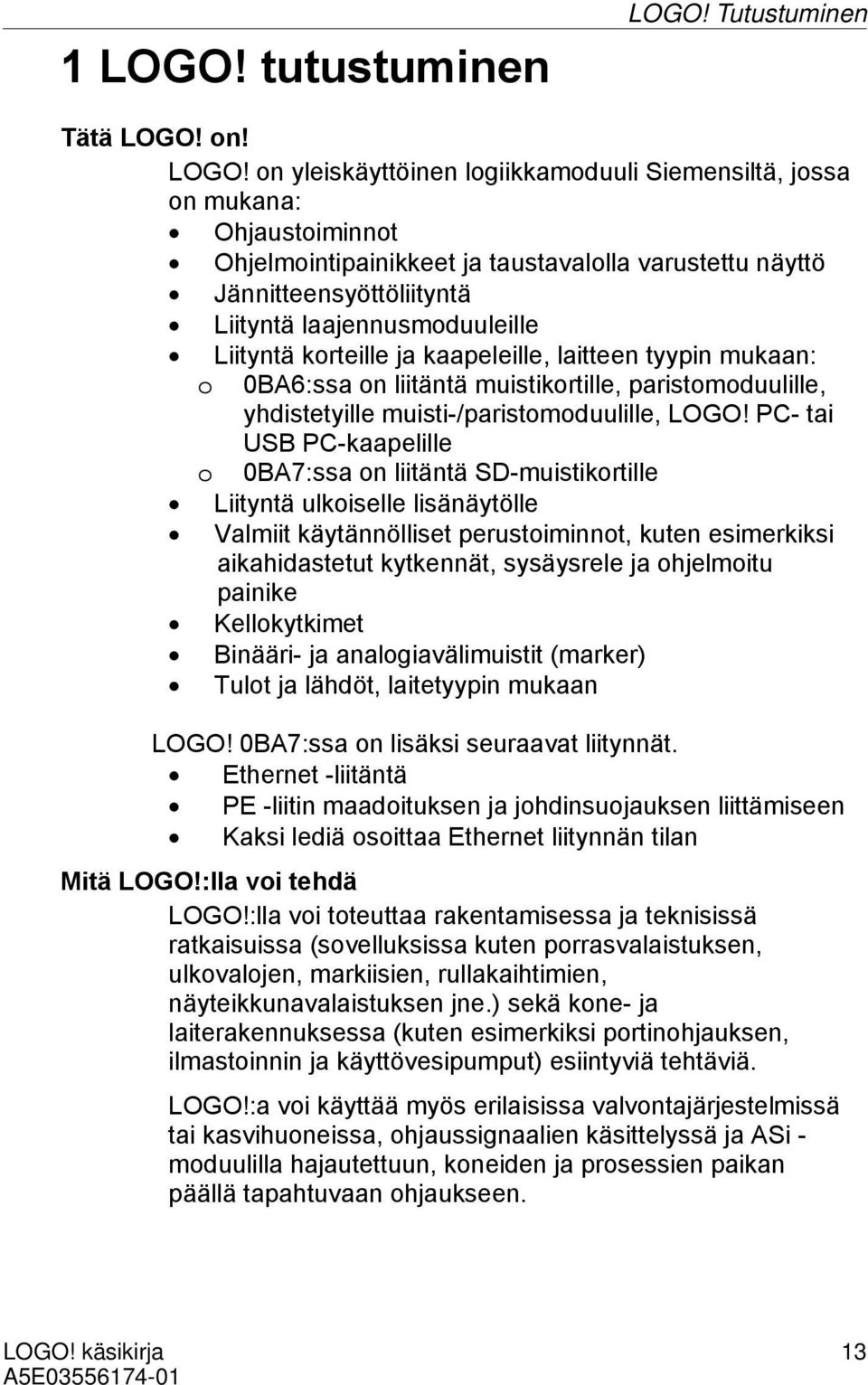 Tutustuminen Tätä LOGO!