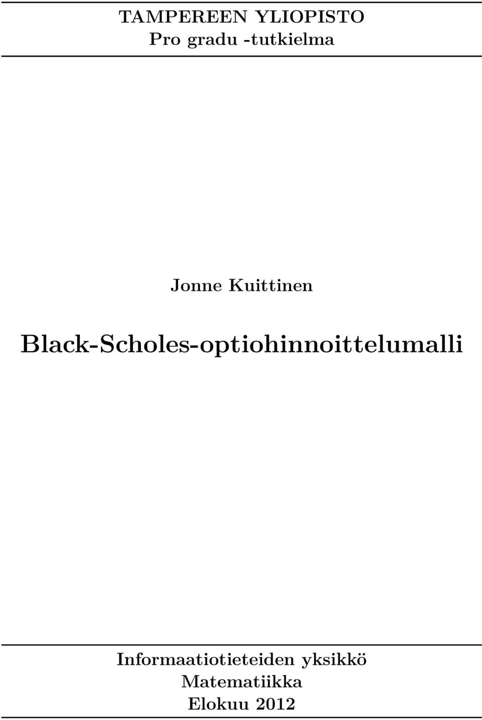 Black-Scholes-optiohinnoittelumalli