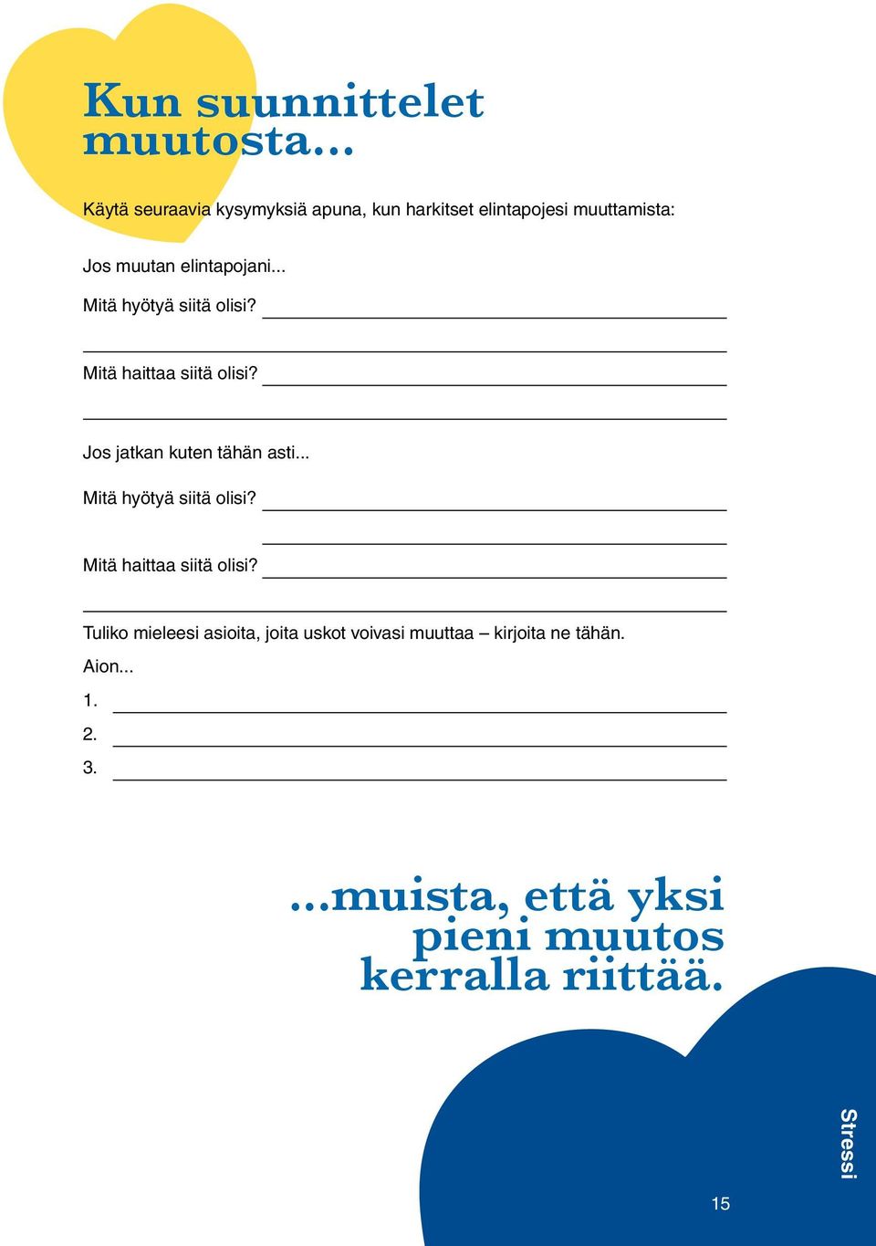 .. Mitä hyötyä siitä olisi? Mitä haittaa siitä olisi? Jos jatkan kuten tähän asti.