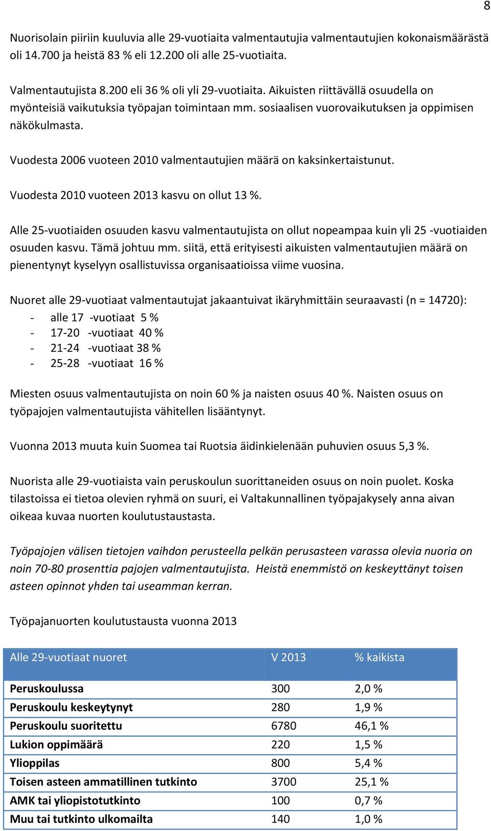 Vuodesta 2006 vuoteen 2010 valmentautujien määrä on kaksinkertaistunut. Vuodesta 2010 vuoteen 2013 kasvu on ollut 13 %.