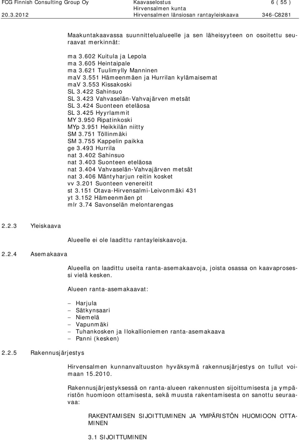 950 Ripatinkoski MYp 3.951 Heikkilän niitty SM 3.751 Töllinmäki SM 3.755 Kappelin paikka ge 3.493 Hurrila nat 3.402 Sahinsuo nat 3.403 Suonteen eteläosa nat 3.404 Vahvaselän-Vahvajärven metsät nat 3.