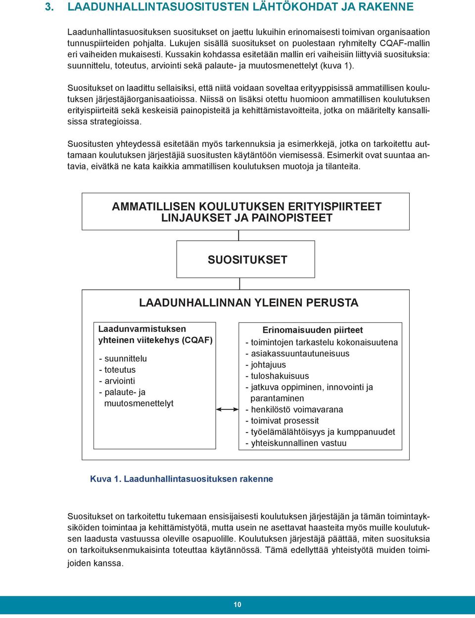 Kussakin kohdassa esitetään mallin eri vaiheisiin liittyviä suosituksia: suunnittelu, toteutus, arviointi sekä palaute- ja muutosmenettelyt (kuva 1).