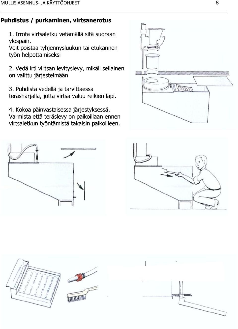 Vedä irti virtsan levityslevy, mikäli sellainen on valittu järjestelmään 3.