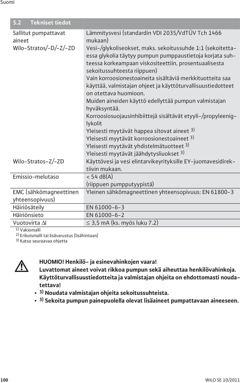 sisältäviä merkkituotteita saa käyttää, valmistajan ohjeet ja käyttöturvallisuustiedotteet on otettava huomioon. Muiden aineiden käyttö edellyttää pumpun valmistajan hyväksyntää.