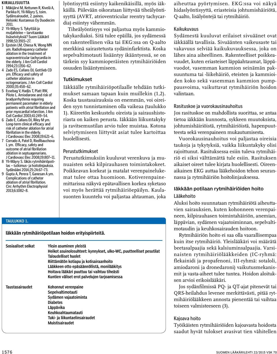 Radiofrequency catheter ablation in the treatment of supraventricular tachycardia in the elderly. J Am Coll Cardiol 1994;23:1356 62. 4 Zado ES, Callans DJ, Gottlieb CD ym.