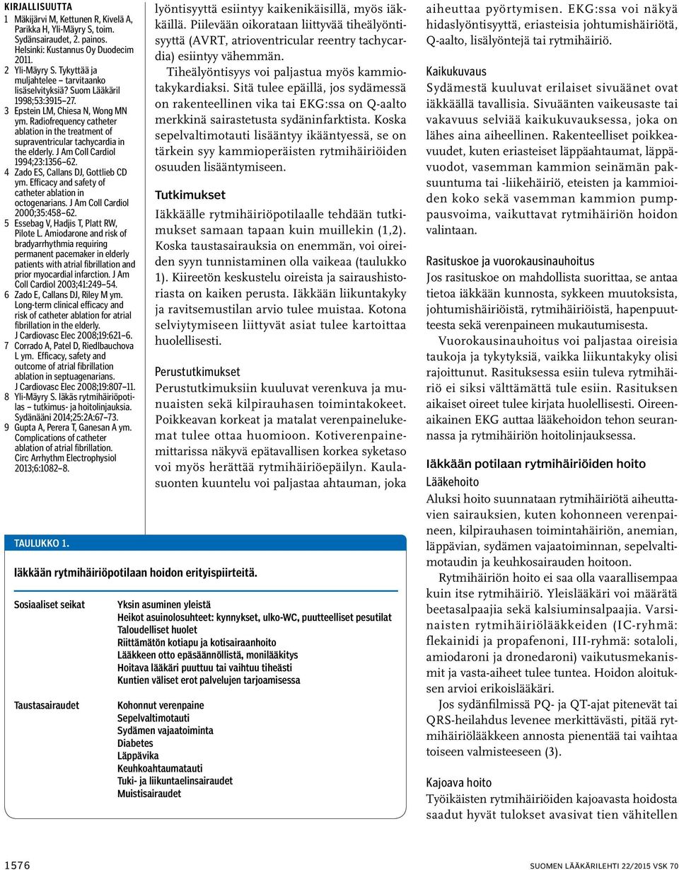 Radiofrequency catheter ablation in the treatment of supraventricular tachycardia in the elderly. J Am Coll Cardiol 1994;23:1356 62. 4 Zado ES, Callans DJ, Gottlieb CD ym.