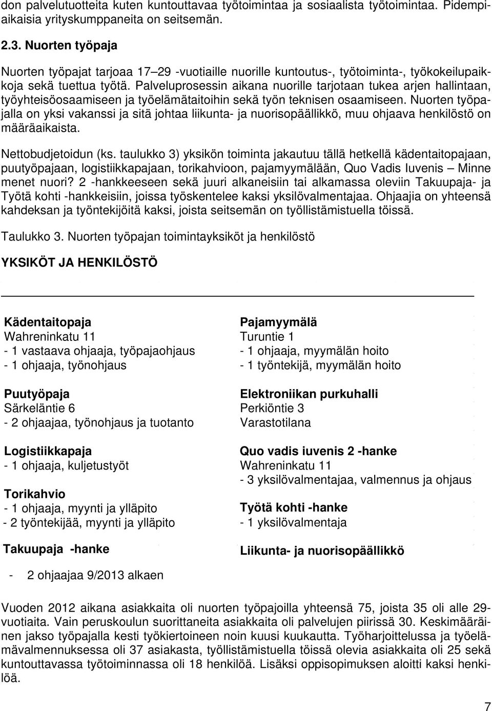 Palveluprosessin aikana nuorille tarjotaan tukea arjen hallintaan, työyhteisöosaamiseen ja työelämätaitoihin sekä työn teknisen osaamiseen.