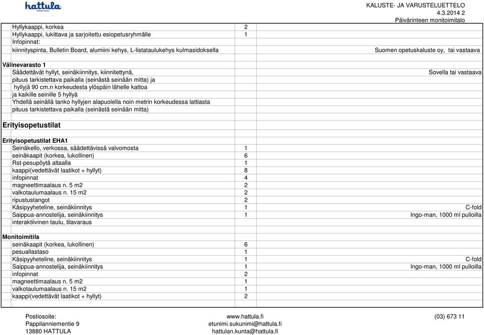 n korkeudesta ylöspäin lähelle kattoa ja kaikille seinille 5 hyllyä Yhdellä seinällä tanko hyllyjen alapuolella noin metrin korkeudessa lattiasta pituus tarkistettava paikalla (seinästä seinään