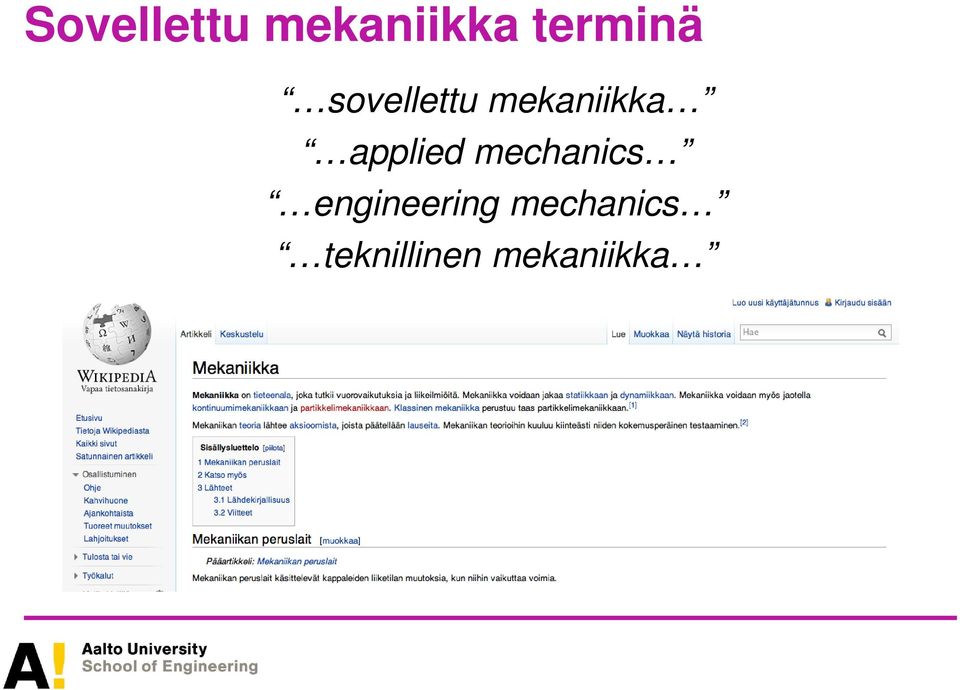 mekaniikka applied mechanics