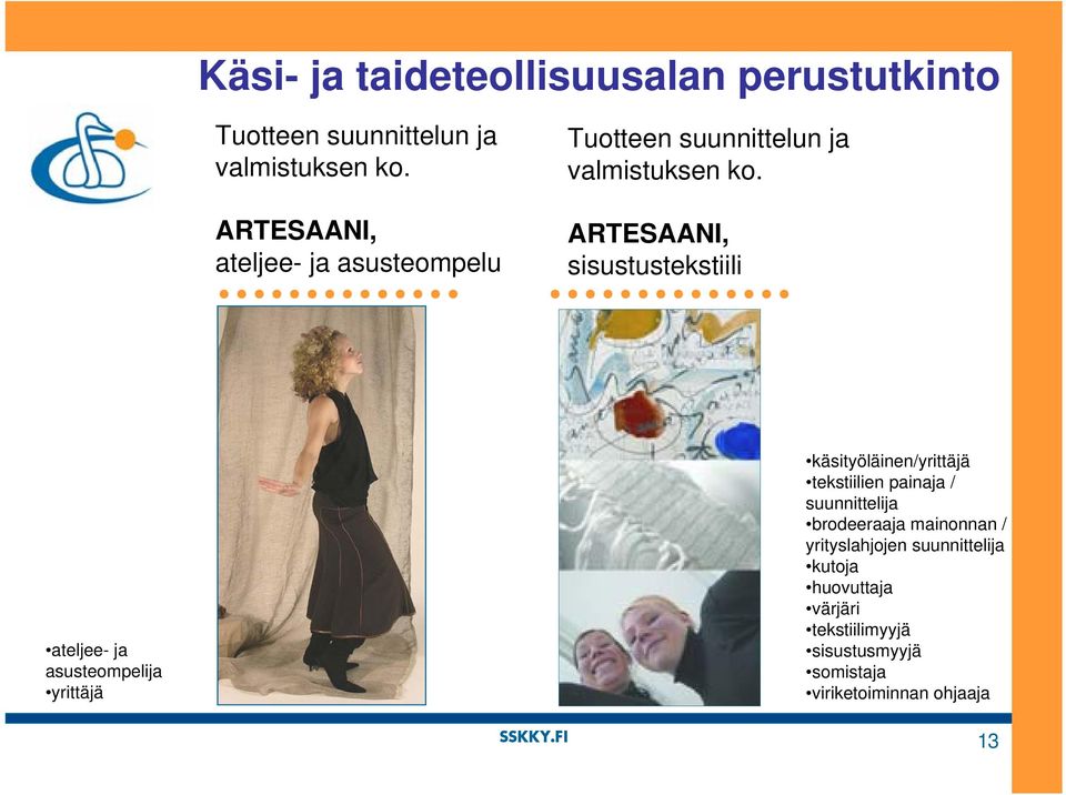 ARTESAANI, sisustustekstiili ateljee- ja asusteompelija yrittäjä käsityöläinen/yrittäjä tekstiilien painaja /