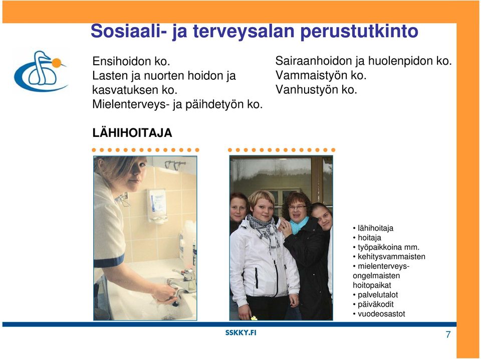 Sairaanhoidon ja huolenpidon ko. Vammaistyön ko. Vanhustyön ko.